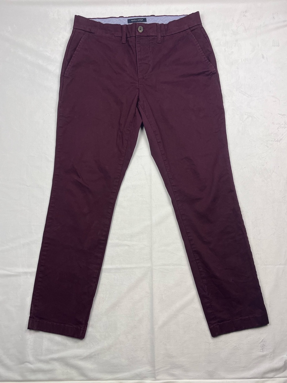 Tommy Hilfiger Burgundy Slim Fit Stretch Modern Preppy Casual Pants Size 31